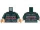 Part No: 973pb6165c01  Name: Torso Fair Isle Cardigan Sweater with Red and White Stripes across Top, Middle and Bottom over Blue Shirt Pattern / Dark Green Arms / Light Nougat Hands