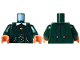 Part No: 973pb6327c01  Name: Torso Tuxedo Jacket Open over Vest and White Shirt, Gold Buttons, Chains and Eye Brooch Pattern / Dark Green Arms / Nougat Hands