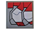 Part No: 11203pb039L  Name: Tile, Modified 2 x 2 Inverted with Dark Red and Light Bluish Gray Armor Plates Pattern Model Left Side (Sticker) - Set 76104