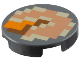 Part No: 14769pb618  Name: Tile, Round 2 x 2 with Bottom Stud Holder with Pixelated Tan, Nougat, Orange, and Dark Orange Pattern (Minecraft Pumpkin Pie)