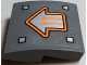 Part No: 15068pb126  Name: Slope, Curved 2 x 2 x 2/3 with Orange Circuitry in Silver Arrow Pattern (Sticker) - Set 70317