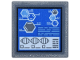 Part No: 15210pb175  Name: Road Sign 2 x 2 Square with Open O Clip with Digital Display Chemical Symbols on Blue Background and Double Helix Pattern (Sticker) - Set 76269