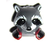 Part No: 17013pb02  Name: Minifigure, Head, Modified Raccoon with Dark Red and Black Shoulder Pads Pattern (Rocket)