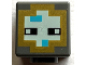 Part No: 19729pb052  Name: Minifigure, Head, Modified Cube with Pixelated Gold, Light Aqua, and Medium Azure Helmet and Black Eyes Pattern (Minecraft Diver)