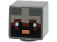 Part No: 19729pb069  Name: Minifigure, Head, Modified Cube with Pixelated Reddish Brown Face, Black Eyes and Beard, Nougat Mouth and Silver Armor Pattern (Minecraft Netherite Knight)