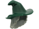Part No: 20606pb05  Name: Minifigure, Hair Combo, Hair with Hat, Mid-Length Scraggly with Molded Dark Green Floppy Witch Hat Pattern (BAM)