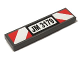 Part No: 2431pb152  Name: Tile 1 x 4 with Black 'JM 3179' and Red and White Danger Stripes Pattern (Sticker) - Set 3179