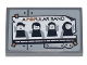 Part No: 26603pb139  Name: Tile 2 x 3 with Poster of 'A POPULAR BAND' and 4 Minifigures over Silver Metal Plates and Rivets Pattern (Sticker) - Set 70840