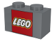 Part No: 3004px8  Name: Brick 1 x 2 with LEGO Logo in Red Square Pattern