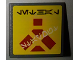 Part No: 30258pb054  Name: Road Sign 2 x 2 Square with Clip with Aurebesh Characters 'LETHAL' and 'STAY OUT' Pattern (Sticker) - Set 7879
