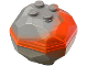 Part No: 30294c01pb01  Name: Rock 4 x 4 Octagonal Boulder with Marbled Trans-Neon Orange Pattern (30293pb01 / 30294pb01)