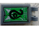 Part No: 30350bpb075  Name: Tile, Modified 2 x 3 with 2 Clips with 'GO SLYTHERIN' and Snake Banner Pattern (Sticker) - Set 75956