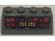 Part No: 3037pb069  Name: Slope 45 2 x 4 with Black Control Panel with Red, Orange and Yellow Buttons and Lights, Head-Up Display (HUD) and Gauges Pattern (Sticker) - Set 76087