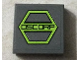 Part No: 3068pb0936  Name: Tile 2 x 2 with Black 'OSCORP' on Lime Hexagon Pattern (Sticker) - Set 76016
