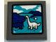 Part No: 3068pb2373  Name: Tile 2 x 2 with White Brachiosaurus, Blue Trees, Dark Turquoise Hills and Clouds on Screen Pattern (Sticker) - Set 75941