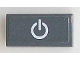 Part No: 3069pb0410  Name: Tile 1 x 2 with White Power Button on Dark Bluish Gray Background Pattern (Sticker) - Set 60098