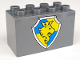 Part No: 31111pb020  Name: Duplo, Brick 2 x 4 x 2 with Shield - Lion and Crown on Yellow and Blue Pattern