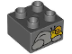 Part No: 3437pb116  Name: Duplo, Brick 2 x 2 with Light Bluish Gray Stones and Yellow and Bright Light Orange Snail Pattern