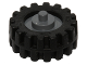 Part No: 3464c04  Name: Wheel Center Small with Stub Axles (Pulley Wheel) with Black Tire 15mm D. x 6mm Offset Tread Small - Band Around Center of Tread (3464 / 87414)