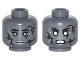 Part No: 3626cpb1796  Name: Minifigure, Head Dual Sided Alien PotC Black Cracks, Light Bluish Gray Spots and Lips, Neutral / Bared Teeth Angry Pattern - Hollow Stud