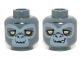 Part No: 3626pb0971  Name: Minifigure, Head Dual Sided Alien Chima Gorilla with Bright Light Yellow Eyes and Light Bluish Gray Face, Grin / Lopsided Open Mouth Smile with Teeth Pattern