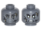 Part No: 3626pb1796  Name: Minifigure, Head Dual Sided Alien PotC Black Cracks, Light Bluish Gray Spots and Lips, Neutral / Bared Teeth Angry Pattern