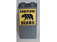 Part No: 3684cpb033  Name: Slope 75 2 x 2 x 3 - Solid Studs with Black 'CAUTION!', 'BEARS' and Black Bear with Claw Scratch Marks Pattern (Sticker) - Set 60188