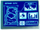Part No: 4515pb080  Name: Slope 10 6 x 8 with Display Screen with Map, 'GOTHAM CITY', 'ALERT!', 'BANK ACCOUNT' and '$83,553,222,017.66' on Blue Background Pattern (Sticker) - Set 76122