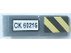 Part No: 50950pb168a  Name: Slope, Curved 3 x 1 with Black and Bright Light Yellow Danger Stripes and 'CK 60216' Pattern Side A (Sticker) - Set 60216