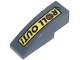 Part No: 50950pb174R  Name: Slope, Curved 3 x 1 with Black 'ROLL OUT!' and Red and Silver Wheel on Yellow Bumper Sticker Pattern (Sticker) - Set 10338