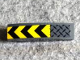 Part No: 61678pb126  Name: Slope, Curved 4 x 1 with Black and Yellow Chevrons and Dark Bluish Gray Tread Plate Pattern (Sticker) - Set 75929
