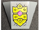 Part No: 64225pb087  Name: Wedge 4 x 3 Triple Curved No Studs with Gold Armor Plates, Spikes and Magenta Highlights Pattern (Sticker) - Set 71772