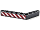 Part No: 6629pb035L  Name: Technic, Liftarm, Modified Bent Thick 1 x 9 (6 - 4) with Red and White Danger Stripes Pattern Model Left Side (Sticker) - Set 42080