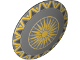 Part No: 75902pb09  Name: Minifigure, Shield Circular Convex Face with Sunburst and Gold Trim Pattern