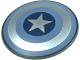 Part No: 75902pb42  Name: Minifigure, Shield Circular / Round Convex Face with Sand Blue and Silver Concentric Rings, Star in Dark Blue Circle Pattern (Captain America)