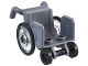 Part No: 80440c01  Name: Minifigure, Utensil Wheelchair with Open Sides and High Arm Rests with Trans-Clear Wheelchair Wheels with Technic Pin Hole and Black Trolley Wheels (80440 / 80441pb01 / 2496)