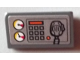 Part No: 85984pb020  Name: Slope 30 1 x 2 x 2/3 with White Gauges, Buttons, Orange Bar, and Radio on Silver Background Pattern (Sticker) - Set 60004