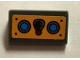 Part No: 85984pb105  Name: Slope 30 1 x 2 x 2/3 with Joystick and Blue Buttons on Bright Light Orange Background Pattern (Sticker) - Set 70005