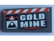 Part No: 87079pb0837  Name: Tile 2 x 4 with 'GOLD MINE' and Red and White Danger Stripes Pattern (Sticker) - Set 60188