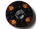 Part No: 92549c02pb02  Name: Turntable 6 x 6 Round Base with Black Top with Orange Skulls on Red Pattern (Ninjago Spinner)