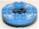 Part No: 92549c03pb01  Name: Turntable 6 x 6 x 1 1/3 Round Base with Medium Blue Top and White Faces on White Ice Shards Pattern (Ninjago Spinner)