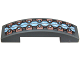 Part No: 93273pb045  Name: Slope, Curved 4 x 1 x 2/3 Double with Bright Light Blue Ice and Copper Clips Pattern (Sticker) - Set 70226