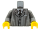 Part No: 973pb0323c02  Name: Torso Suit Pinstripe Jacket and Striped Tie Pattern / Dark Bluish Gray Arms / Yellow Hands