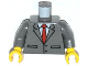 Part No: 973pb1614c01  Name: Torso Suit Jacket Buttoned with Lapels, Pockets, White Shirt, and Red Tie Pattern / Dark Bluish Gray Arms / Yellow Hands
