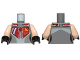 Part No: 973pb1843c01  Name: Torso SW Mandalorian Armor Plates Female Red, Silver, and Orange with Rebel Starbird Pattern (Sabine Wren) / Light Nougat Arms / Black Hands