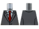 Part No: 973pb3030  Name: Torso Suit Jacket Buttoned with Lapels, White Shirt, Red Tie, and Microphone Pattern