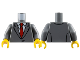 Part No: 973pb3030c01  Name: Torso Suit Jacket Buttoned with Lapels, White Shirt, Red Tie, and Microphone Pattern / Dark Bluish Gray Arms / Yellow Hands