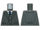 Part No: 973pb5449  Name: Torso Suit Jacket Open with Pockets and Black Pinstripes over Vest with Buttons and White Shirt, Dark Blue Tie Pattern