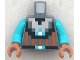 Part No: 973pb6178c01  Name: Torso Pixelated Silver Armor with Black Trim and Dark Orange Stripes, Belt with Medium Azure and White Buckle Pattern / Medium Azure Arms / Dark Orange Hands