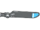 Part No: 99012pb03  Name: Technic Rotor Blade Small with Axle and Pin Connector End with White Stripe on Dark Azure Background Pattern on Top (Sticker) - Set 70129